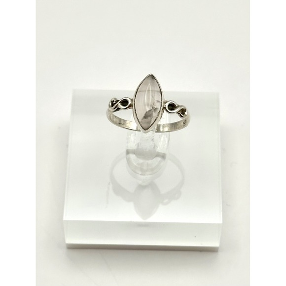 Jewelry - Dainty Marquise Rose Quartz Sterling Silver Handmade Ring‎ Size 5.75